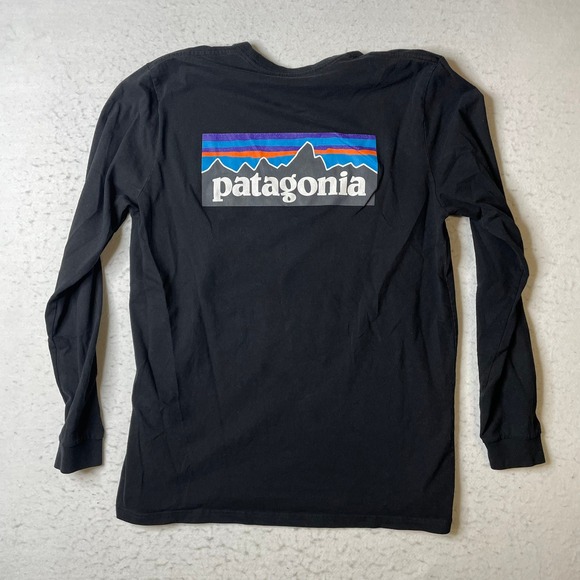 Patagonia Other - Patagonia Long Sleeve T-Shirt Mens Large Black Responsibili-Tee P-6 Logo Graphic